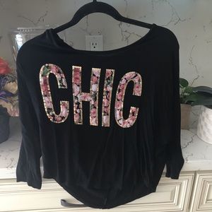 Chic Black Half Sleeve Tee